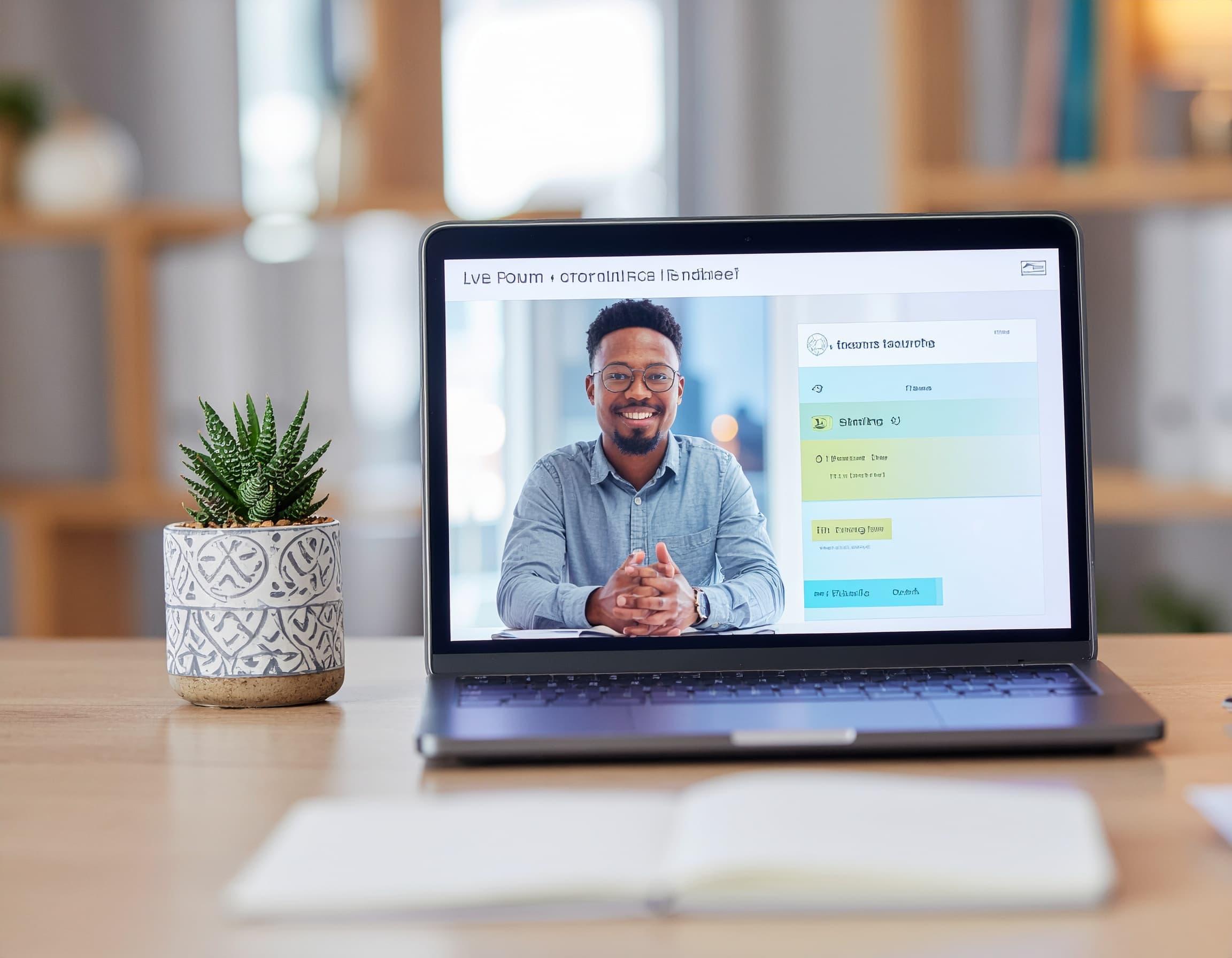 Video call on a laptop screen