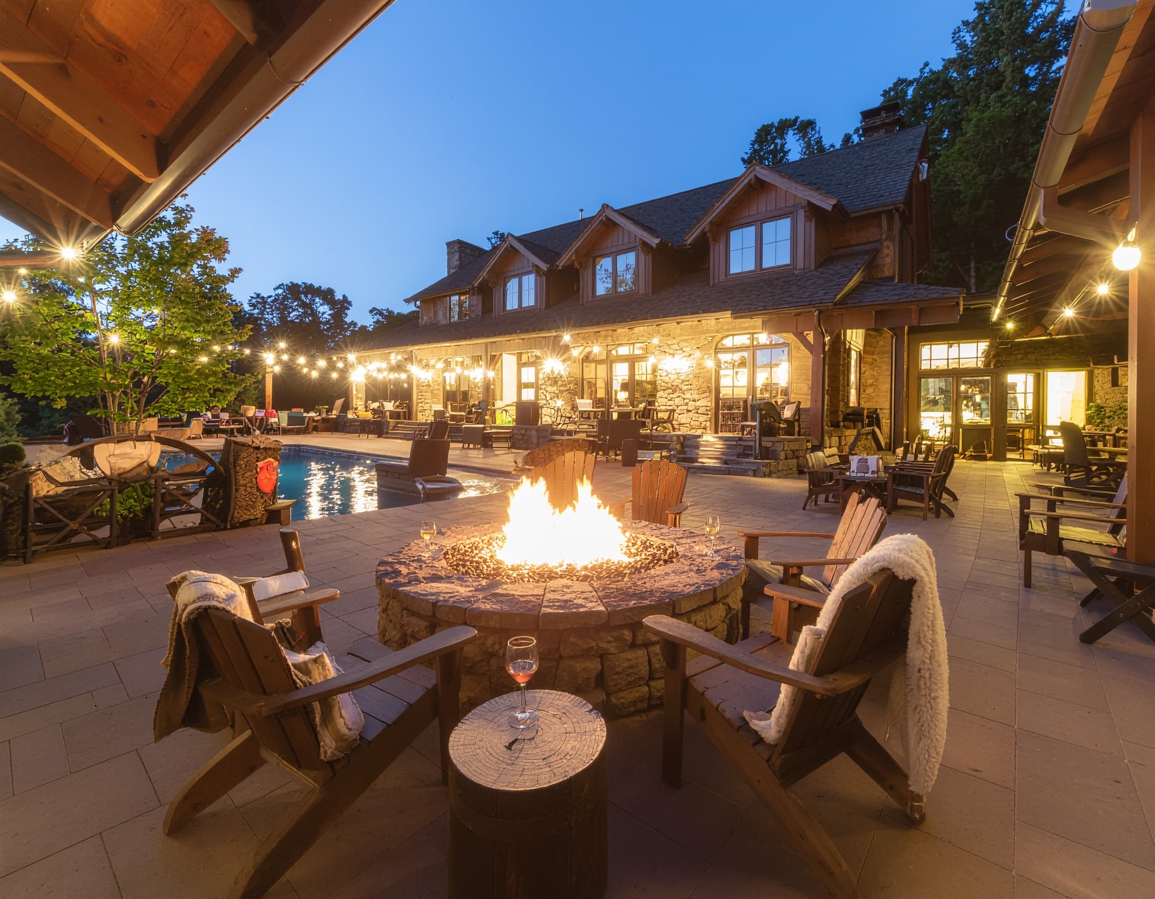 Beautiful hotel terrace overlooking gardens
